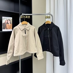 081004新款2025年秋冬款女士蝙蝠袖风衣夹克短外套小宽松休闲风格