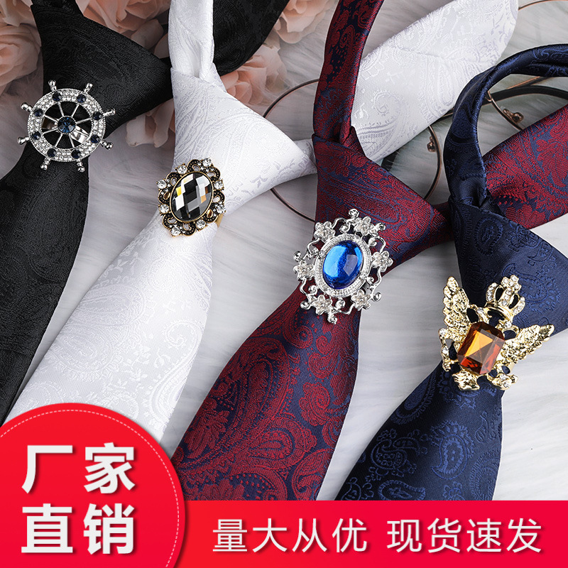 Men's Business Tie Buckle King Jue Track Rhinestone Collar Ring Clip Tie Hoop Retro Knight Tie Hoop Shirt Brooch