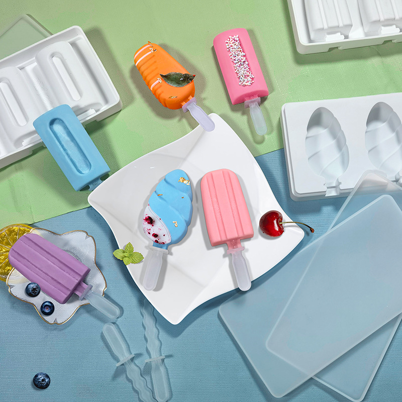 Sanxin nuevo helado molde de silicona con tapa palo 3-pieza ranura paleta molde DIY helado en stock Amazon
