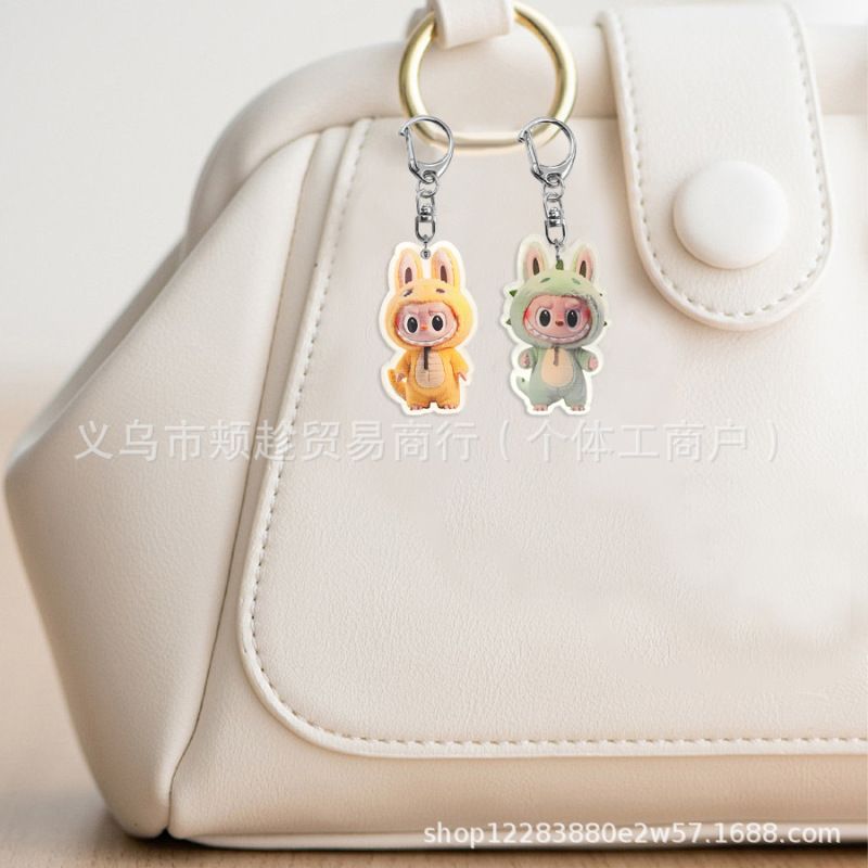 ラブブアクリル透明キーホルダー二次元バックパックペンダントかわいい小さなギフトアクセサリーキーホルダー卸売|undefined