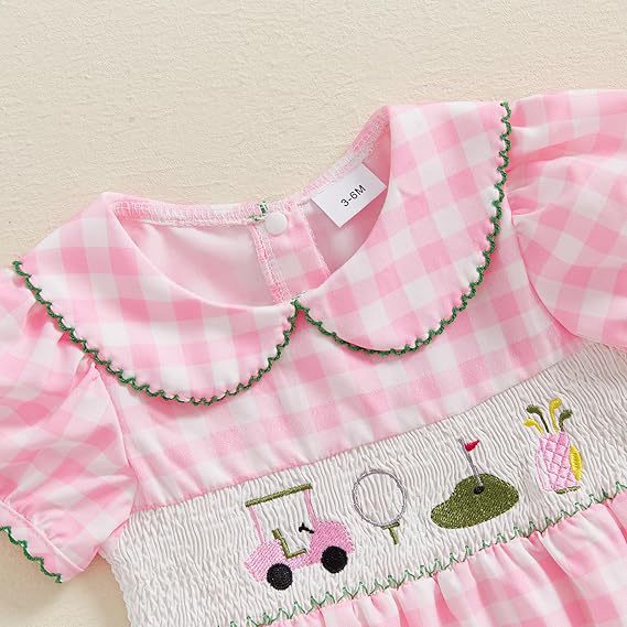 Golf Pattern Doll Collar Pink Plaid Hami Triangle D241127