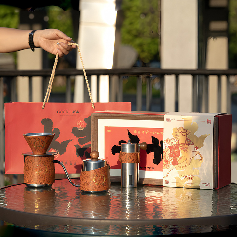 Hand-Brewed Coffee Pot Set, Company Holiday Gift for Clients, Business Gift, Outdoor Set, Complete Coffee Utensil Gift Box