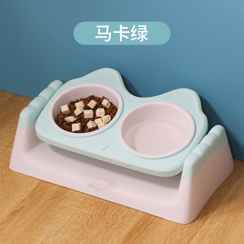 Tazón de gato tazón de comida para gatos tazón de perro de ángulo ajustable tazón de perro tazón de gato tazón doble tazón de protección de la columna cervical perro vajilla en stock al por mayor