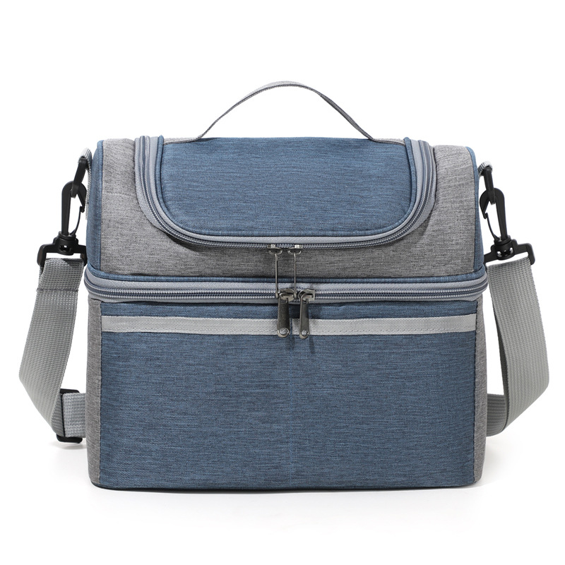 Bolsa de hielo de doble capa de color combinado simple de moda portátil bolsa de almuerzo de gran capacidad bolsa de aislamiento de almuerzo