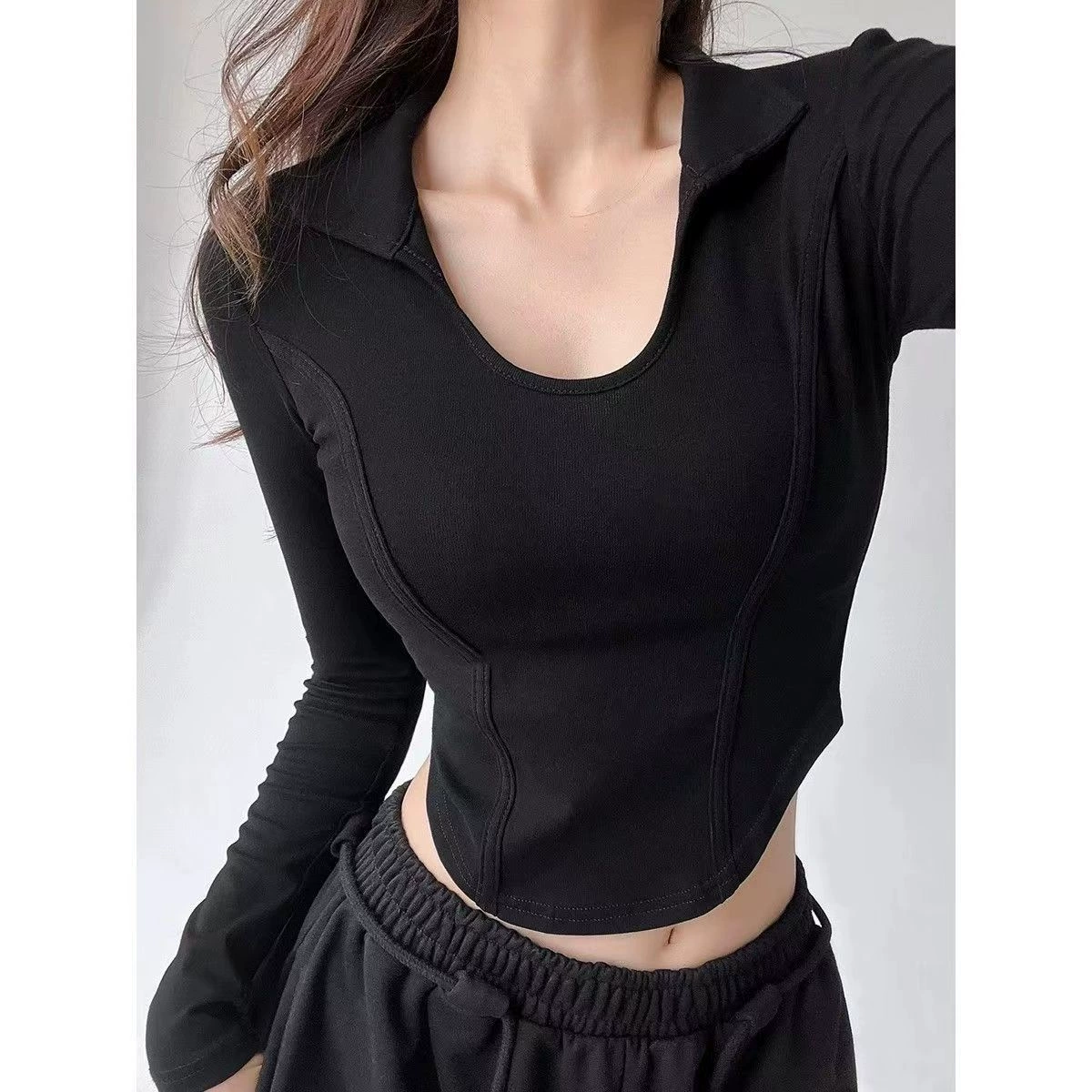 Retro brand base long-sleeve, tight, fitted