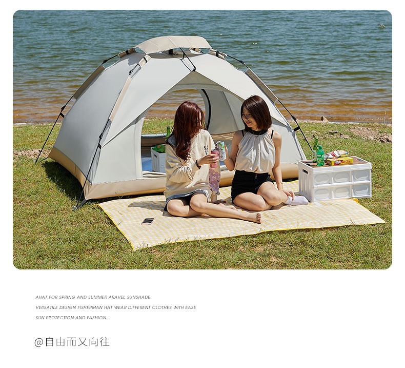 High-End Simple Automatic Quick-Opening Tent for Outdoor Travel and Camping, Uv-Resistant Outdoor Tent for 3-4 People, Double-Layer Tent