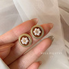 Retro small design advanced earrings from pearl, French retro style, flowered, 2022 collection, high-quality style