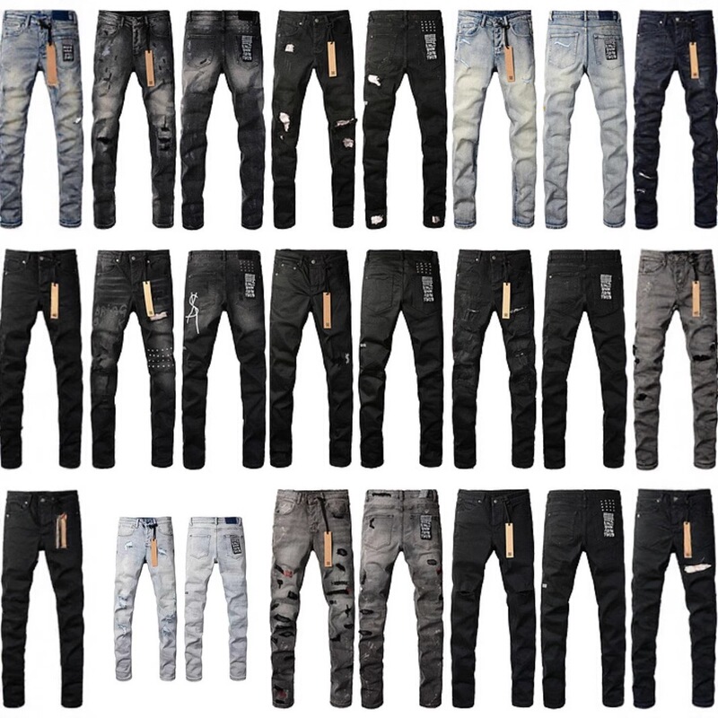Cross-border in-stock high-quality KSB jeans, straight-leg, ripped, stretchy, American high street casual men's jeans Cross-border in-stock high-quality KSB jeans, straight-leg, ripped, stretchy, American high street casual men's jeans