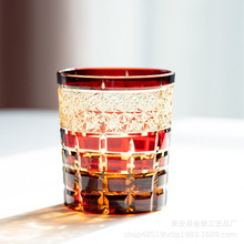 日式江戶切子杯手工雕刻水晶玻璃威士忌酒杯江戶硝子禮盒裝包郵