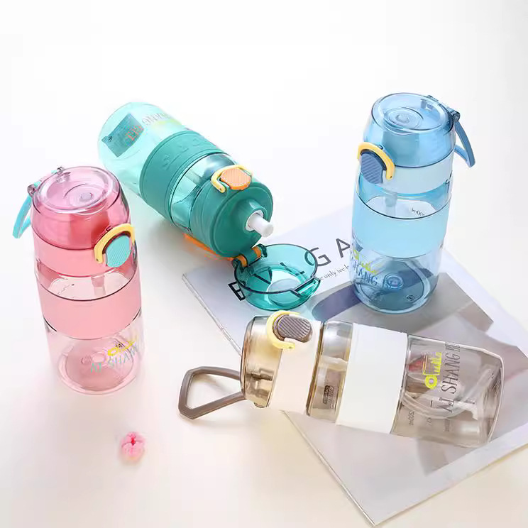 Aishang taza al aire libre de gran capacidad taza de paja doble bebida deportiva cubierta de rebote taza de agua con cuerda escala PC espacio taza