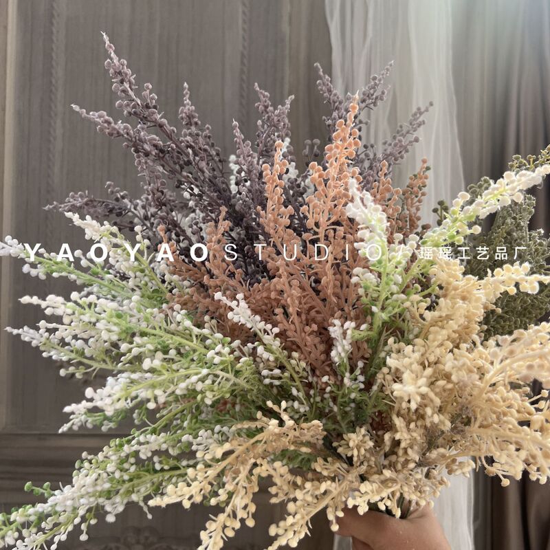 5 fork grape fruit retro style holding flower material plastic flower artificial flower home decoration millet grass Mori green plant