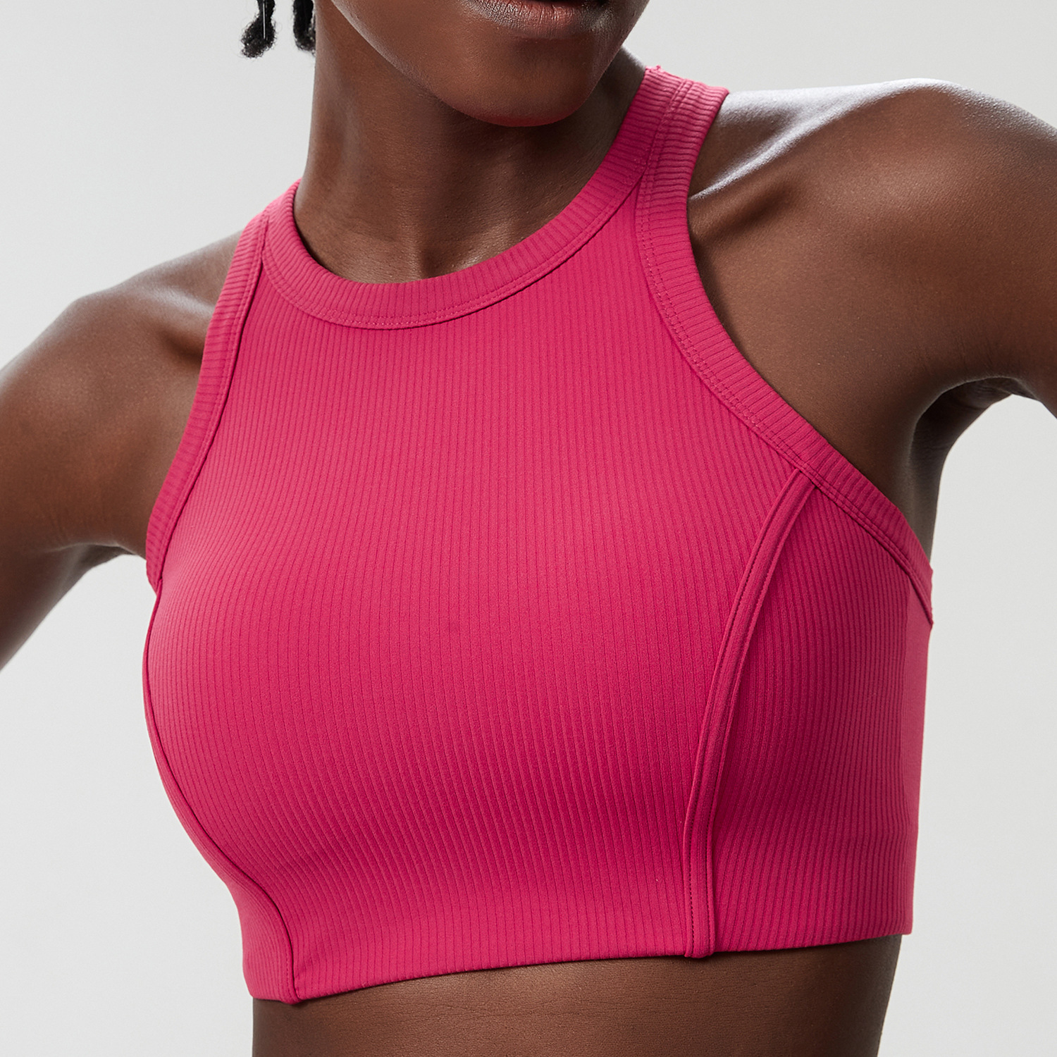 YB422 Willow leaf high collar sports bra wildberry red