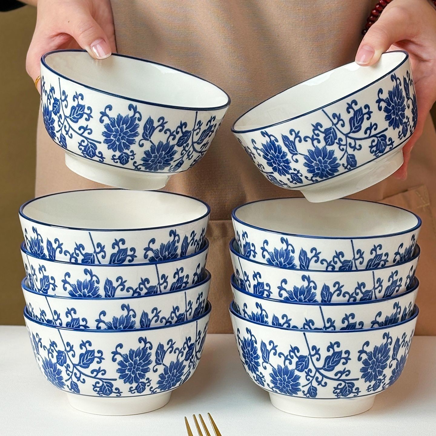 Tazón de arroz de cerámica de 5 pulgadas para el hogar tazón de ensalada de tazón de piedra de lluvia creativa de alta apariencia Hot ins comer tazón