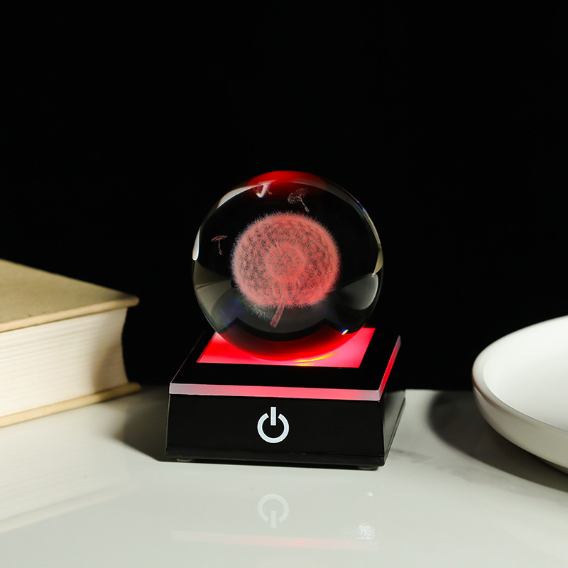 Creativo 3D talla interior bola de cristal luminosa luz de la noche decoración de escritorio dormitorio artesanía atmósfera romántica luz de la noche