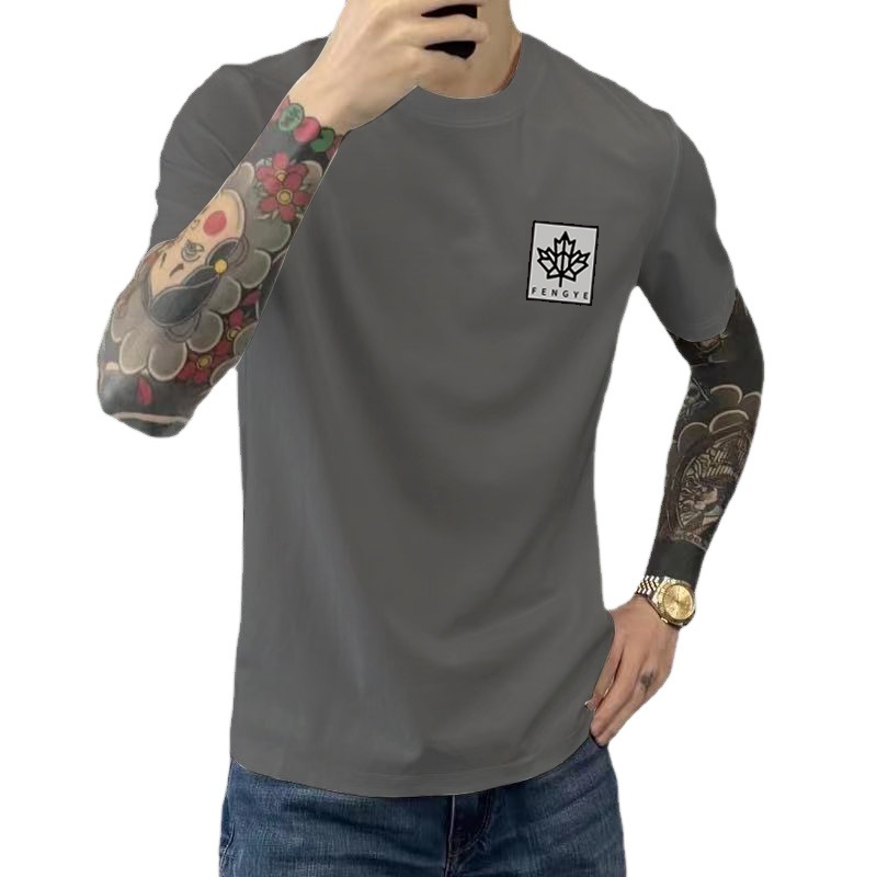 Camiseta de verano nueva, ajustada, corta, moderna, con cuello redondo, estampada, de manga corta para hombre, moderna, versátil y casual.