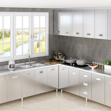 304整体全不锈钢厨房橱柜简易灶台柜一体储物收纳碗柜家用经济型