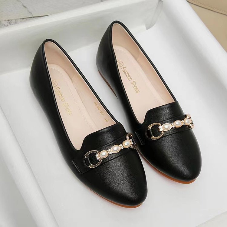 Women's Soft Leather Flat Ballet Shoes Comfortable Nurse Work Flats_voghion.com
