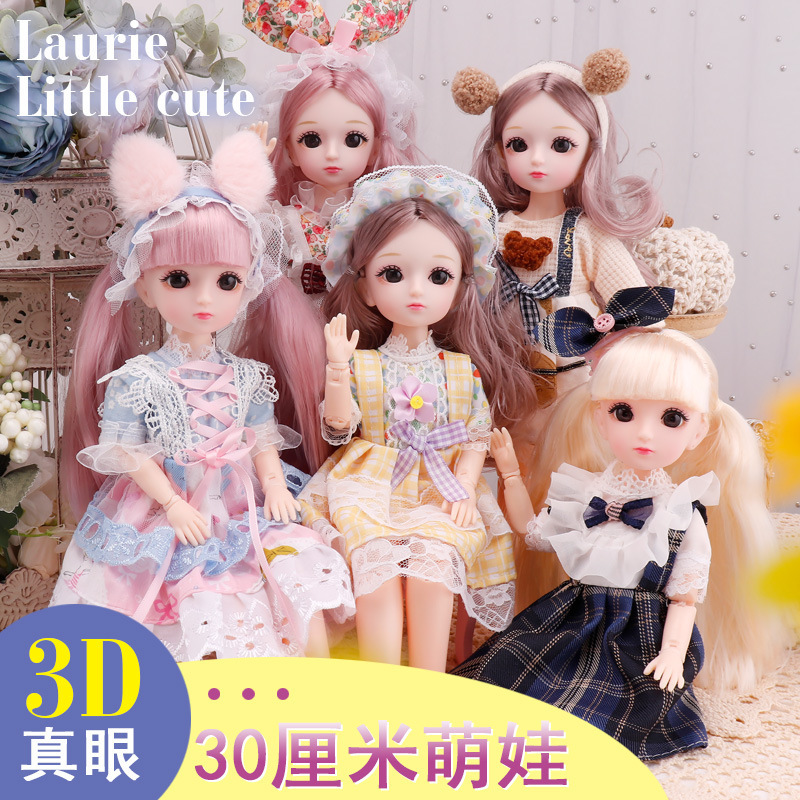 30cm Barbie Doll Princess Dress up 3D Real Eyes 23 Joints 6 Points Bjd Internet Celebrity Doll Children's Toy Gift