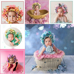 歐美新生兒童頭飾女寶寶拍照攝影道具新生兒滿月百天拍寫真照頭花