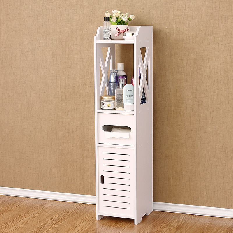 Estante de ranura de baño, inodoro estrecho, gabinete de almacenamiento de piso multifuncional, gabinete de almacenamiento multicapa de gran capacidad para inodoro