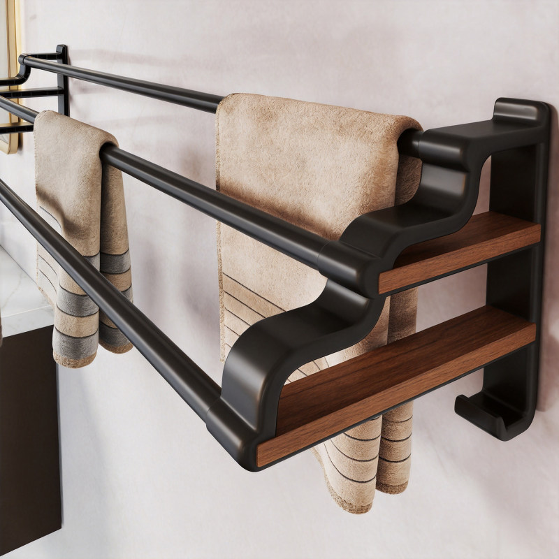 Bathroom Towel Rack, Washbasin No-Drill Towel Storage Rack, Wall-Mounted Multifunctional Drying Rod