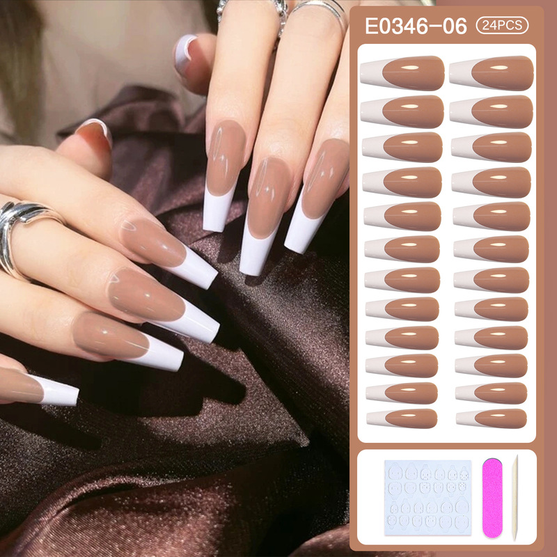 Nail Art round French fake nail piece wearing nail stickers finished nail stickers 24 nail stickers spot wholesale Nail Art round French fake nail piece wearing nail stickers finished nail stickers 24 nail stickers spot wholesale
