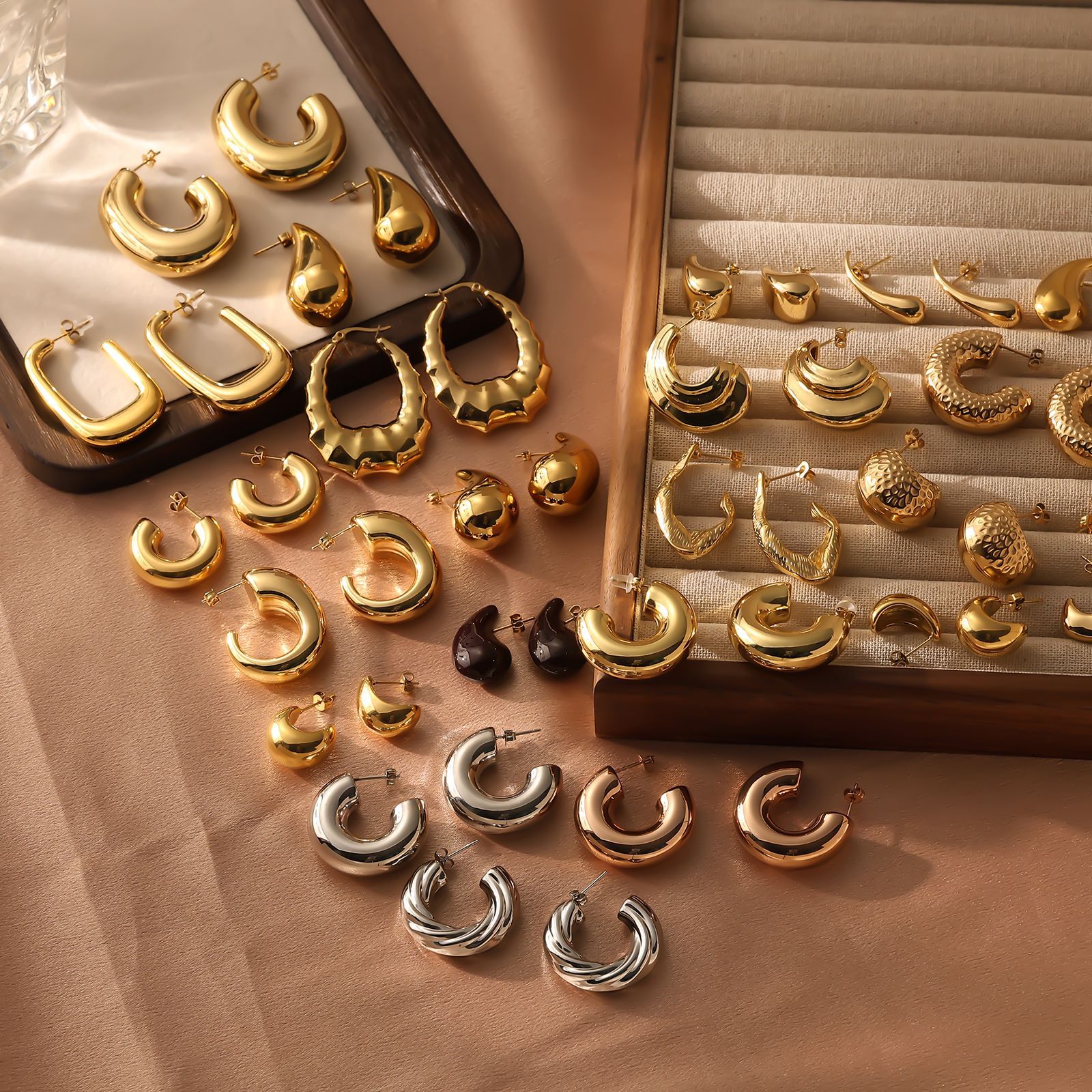 Spring&Summer Season 1 Pair Vacation Classic Style Solid Color Plating Titanium Steel Earrings