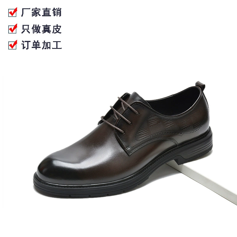 Мужские туфли из натуральной кожи от фабрики в Гуанчжоу: новая модель, деловой повседневный стиль, английский тренд, из первоклассной воловьей кожи.