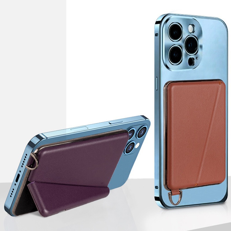 Cross-Border Applicable Apple Magnetic Card Holder Magsafa Card Holder Diagonal Foldableing Portable Mobile Phone Holder Card Wallet Card