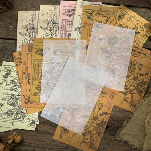 Early foam sulfuric acid paper material paper Retro Mange series European and American retro handbag DIY decorative base paper 30 sheets