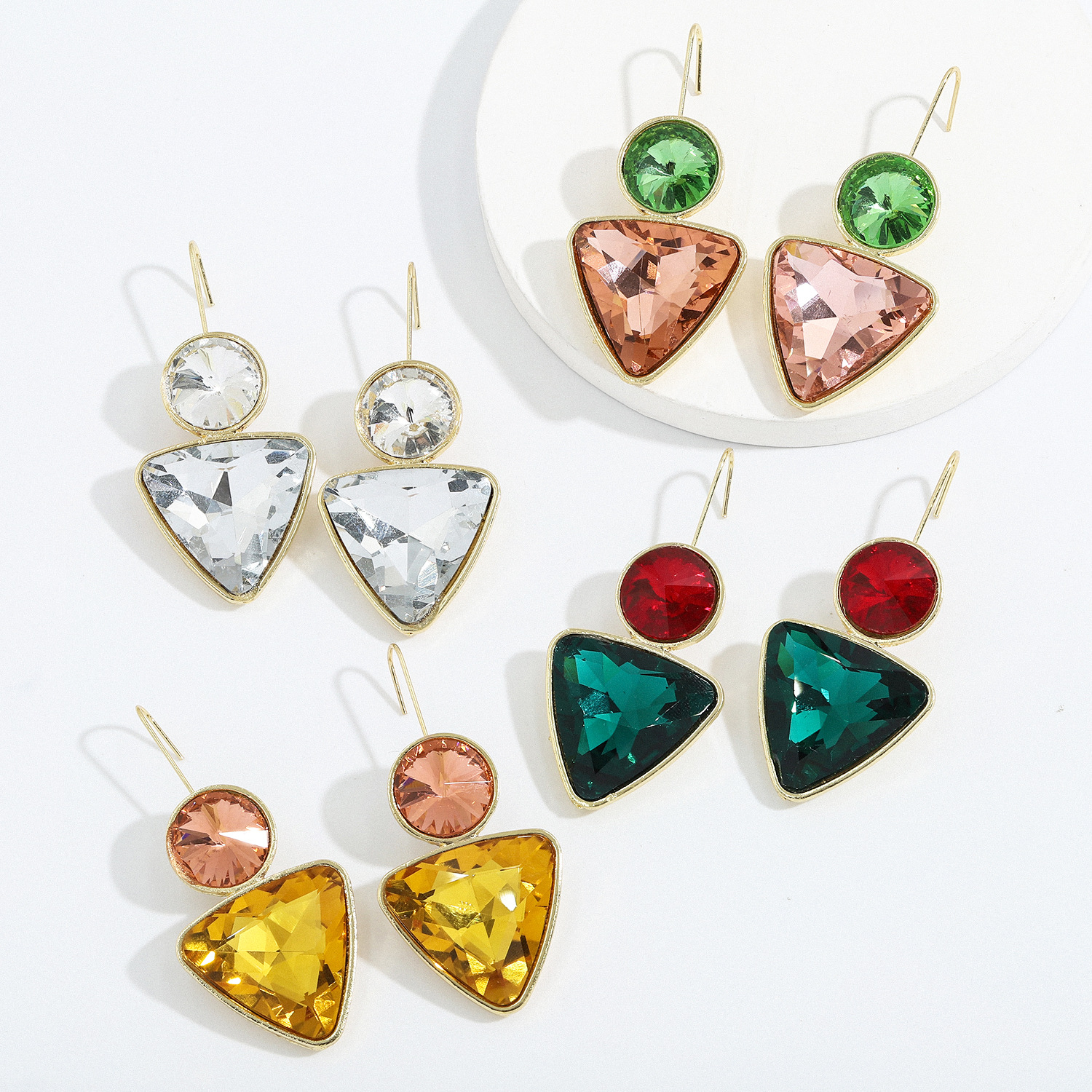 Fashion Alloy Inlaid Colored Gemstone Earrings display picture 16