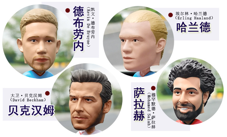 World Cup Football Star Figurines Car Ornaments Gifts for Boys Cristiano Ronaldo Haaland Spring-Loaded Bobblehead Dolls
