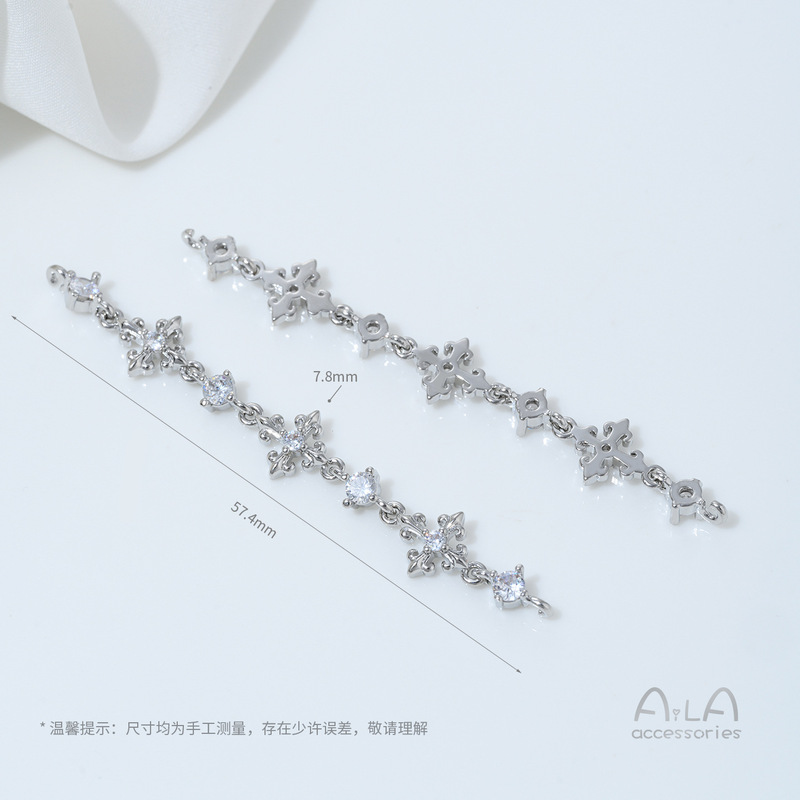 14K包金镶锆石蝴蝶葫芦樱花吊坠双吊手工diy珍珠手链项链吊饰配件|undefined