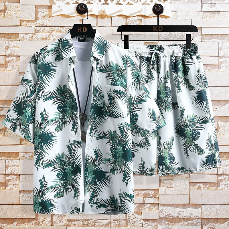 Popular Beach Vacation Set, Casual Shirt and Shorts Set, Sanya Xiamen Travel Set Popular Beach Vacation Set, Casual Shirt and Shorts Set, Sanya Xiamen Travel Set