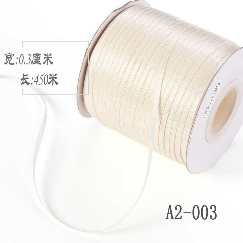 3mm de doble cara cinta de poliéster arco DIY cinta globo cuerda etiqueta grano embalaje fino cinta ropa satén