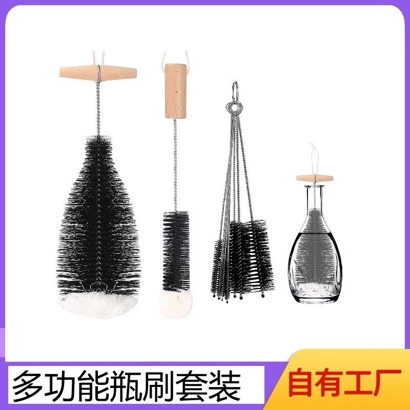 Amazon burbuja botella de agua cepillo fabricante soda botella de vidrio de agua cepillo Copa cepillo de hilo de algodón de coco marrón cepillo de isal