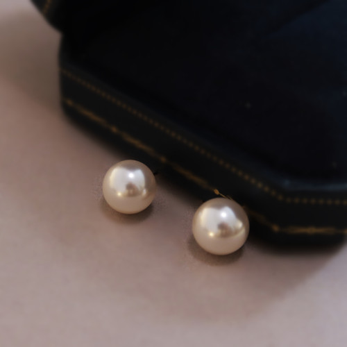 Fever Xiaohongshu Style S925 Pure Silver Round Bright Light Artificial Australian White Crystal Pearl Earrings for Women