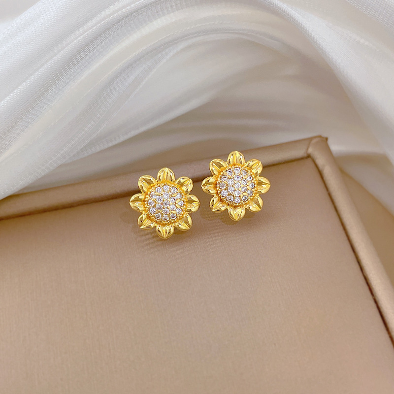 Wunderschöne Sonnenblumenhalskette Mit Strass Aus Titanstahl_voghion.com