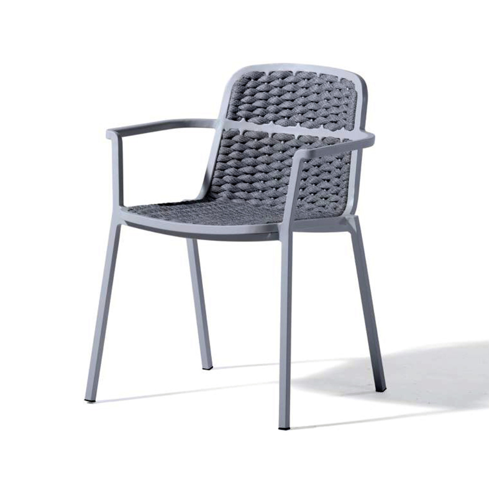 Mesa y silla al aire libre combinación de patio impermeable a prueba de agua y protección solar de caña de tres piezas, silla de comedor al aire libre nórdica moderna en línea ocio image 4