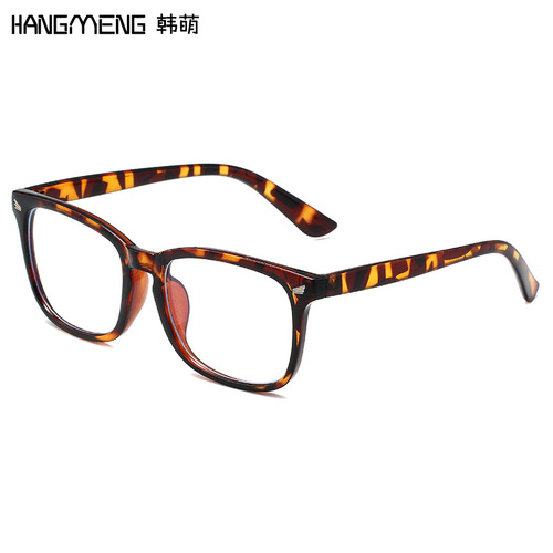 New anti-blue light glasses square rice nail frame unisex retro large frame flat mirror metal hinge frame