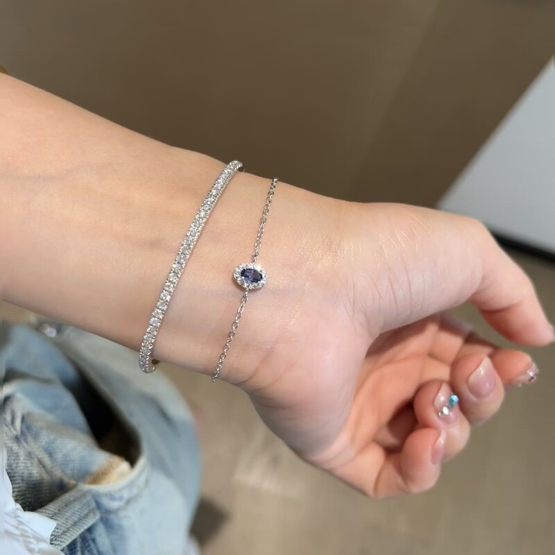 French Cornflower Blue Treasure Bracelet Plated 18k Stacked Sapphire Lucky Basic High-grade Elegant Girlfriend Bracelet