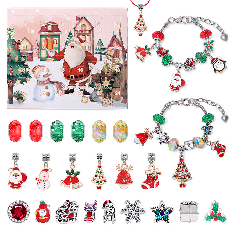 アマゾン热い贩売クリスマス降临フェスティバル24グリッドカレンダーカウントダウンdiy子供ブレスレット惊きブラインドボックスゴールデンセット|undefined
