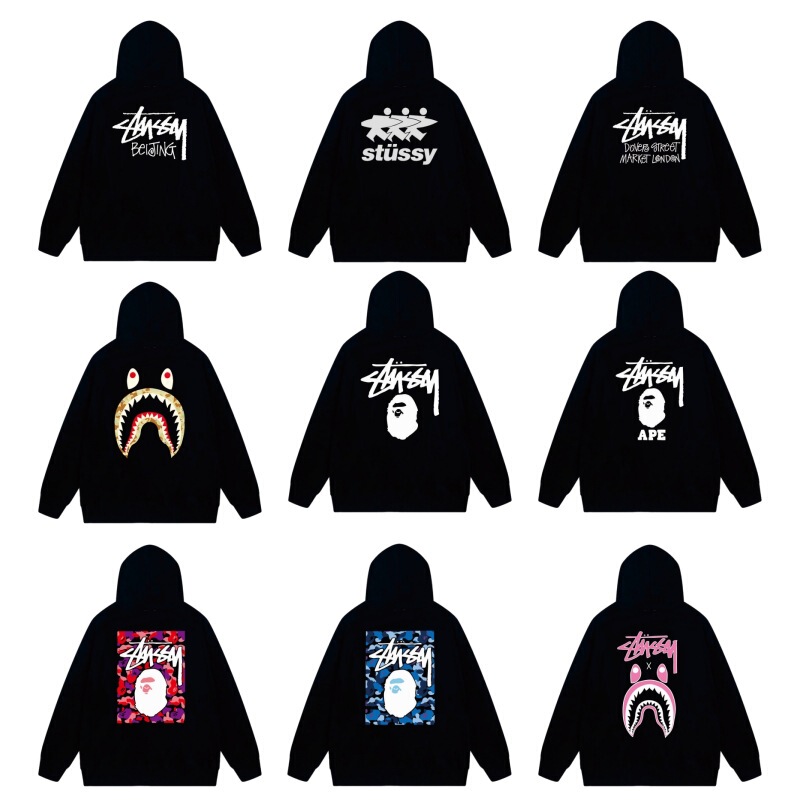 Cross-Border Stu New Classic Printed Stu Heavyweight Zip-Up Hoodie Pullover Sweatshirt Jacket Stussy