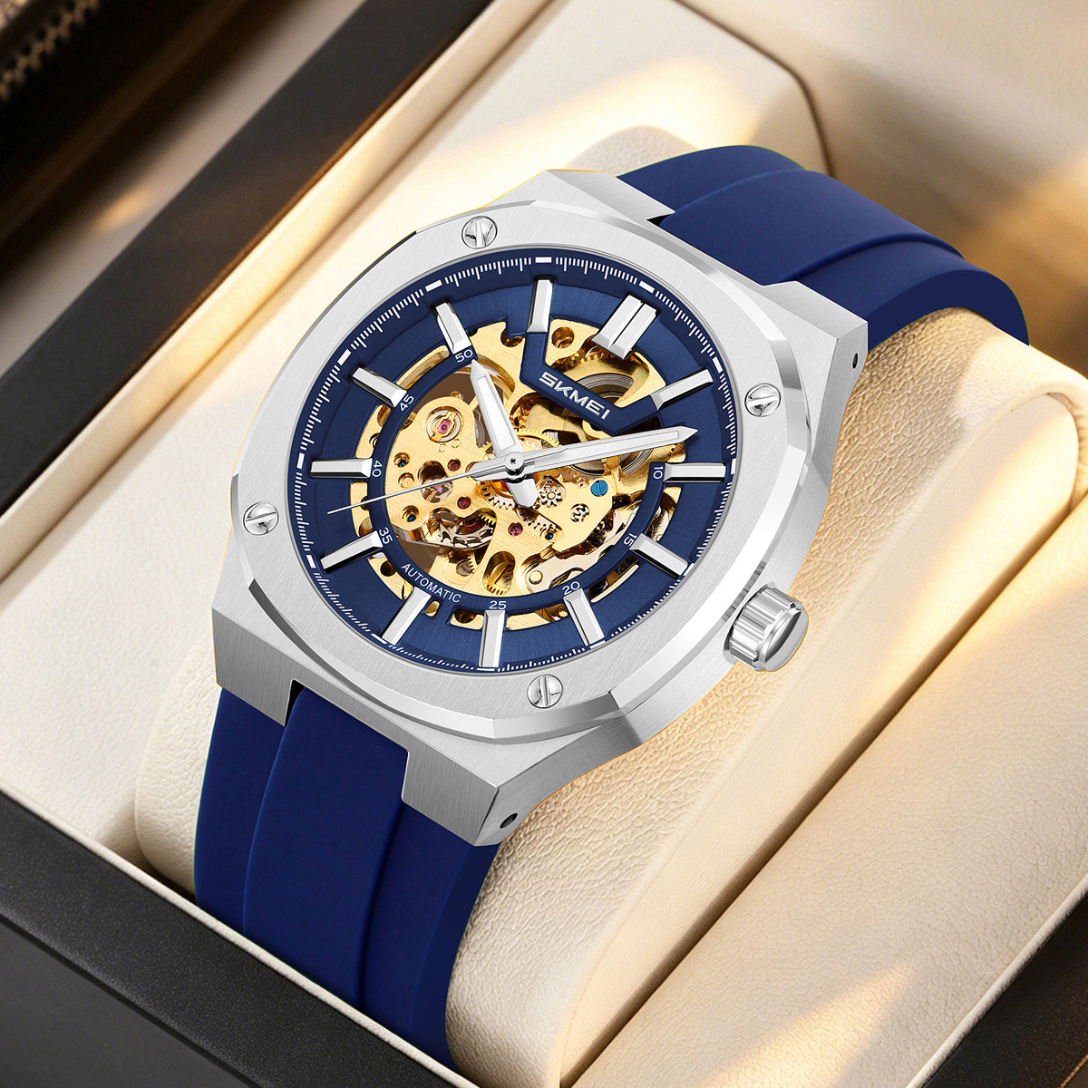 Momento de relojes mecánicos mecánicos automáticos huecos de silicona impermeable correa relojes de hombre comercio exterior personalizado mayorista