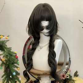 lolita法式浅棕色假发洛丽塔Lolita长卷发马尾罗马头套整顶假发套