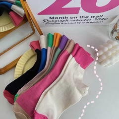 Japanese-style girl color-blocked trendy socks, student academy style, cream sweet mid-calf socks, Korean version trendy sports casual socks