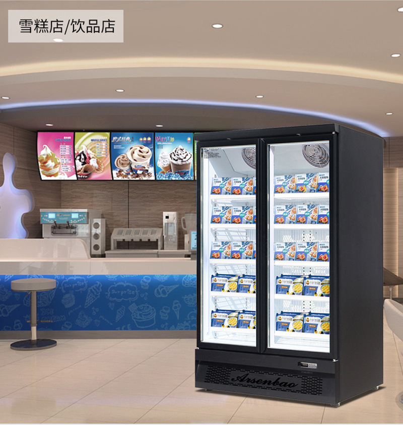 雅绅宝厂家直供速冻柜超市冻品店饺子汤圆双门立式预制菜冷冻柜-阿里巴巴