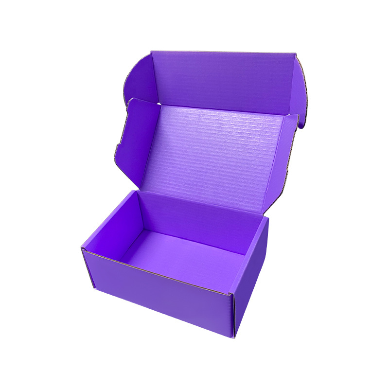 Caja de embalaje expreso de productos de cuidado de la piel de color púrpura de uva caja de avión caja de embalaje extra dura engrosada logotipo de pequeño lote personalizado