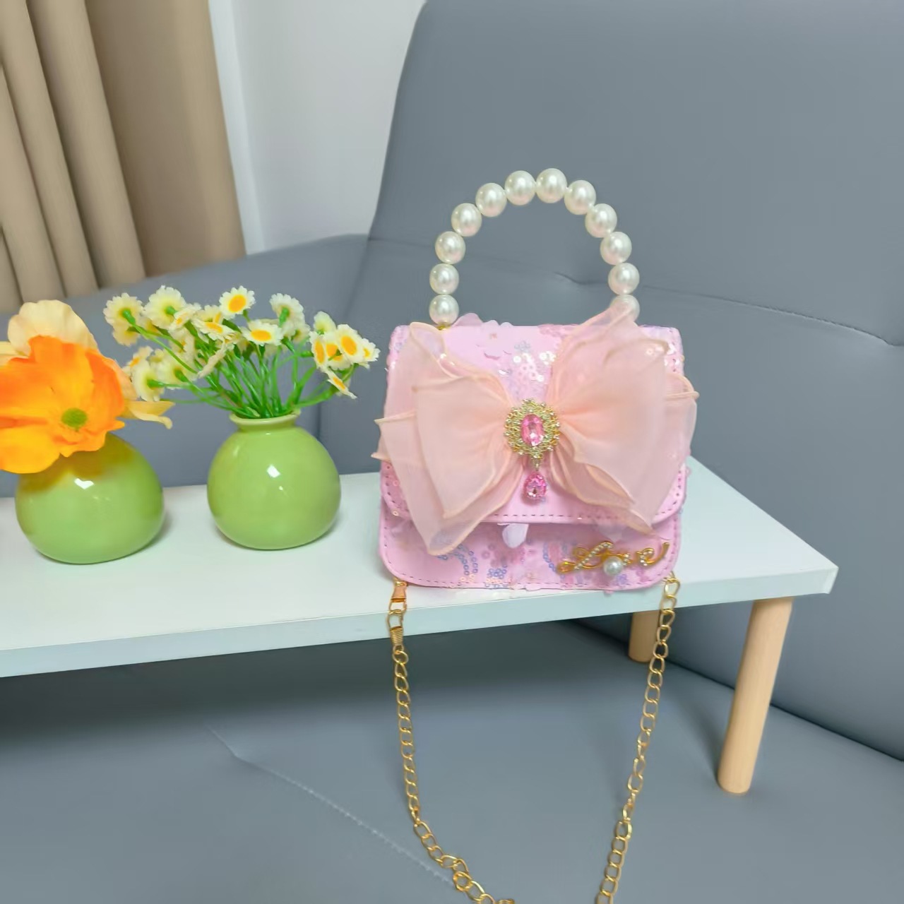 Bolso de perlas, bolso de arco, bolso de cadena, bolso de Año Nuevo, bolso de hombro, bolso pequeño, bolso de accesorios