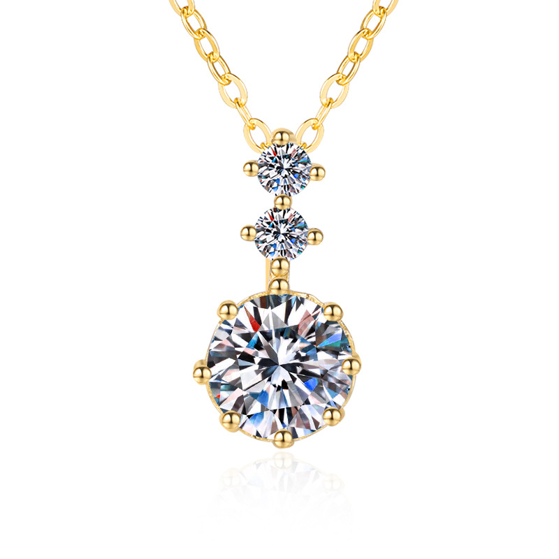 Collar de plata de ley s925 para mujer, joyería clásica de moda estilo copo de nieve, fabricante al por mayor, colgante de moissanita transfronterizo, cadena de clavícula